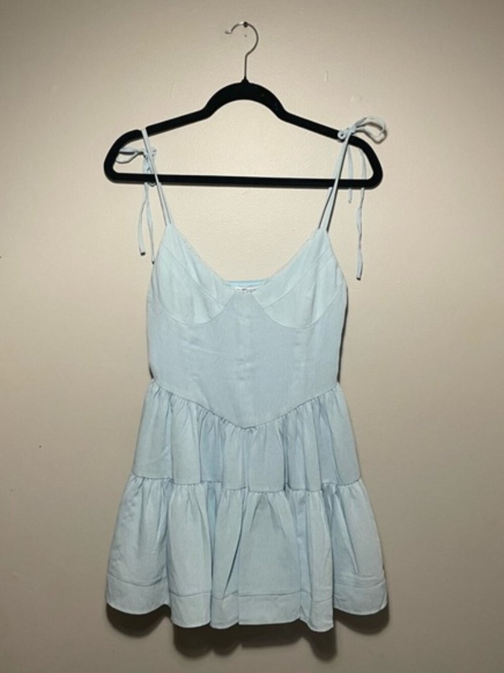 Tie-Shoulder Tiered Corset Mini Dress